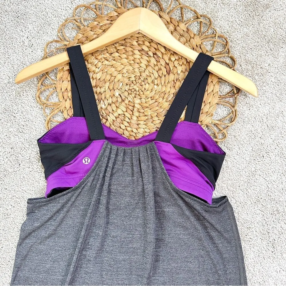 Lululemon Run Back On Track Tank Built-In Bra Black Tender Violet Purple Size 6 - Image 9