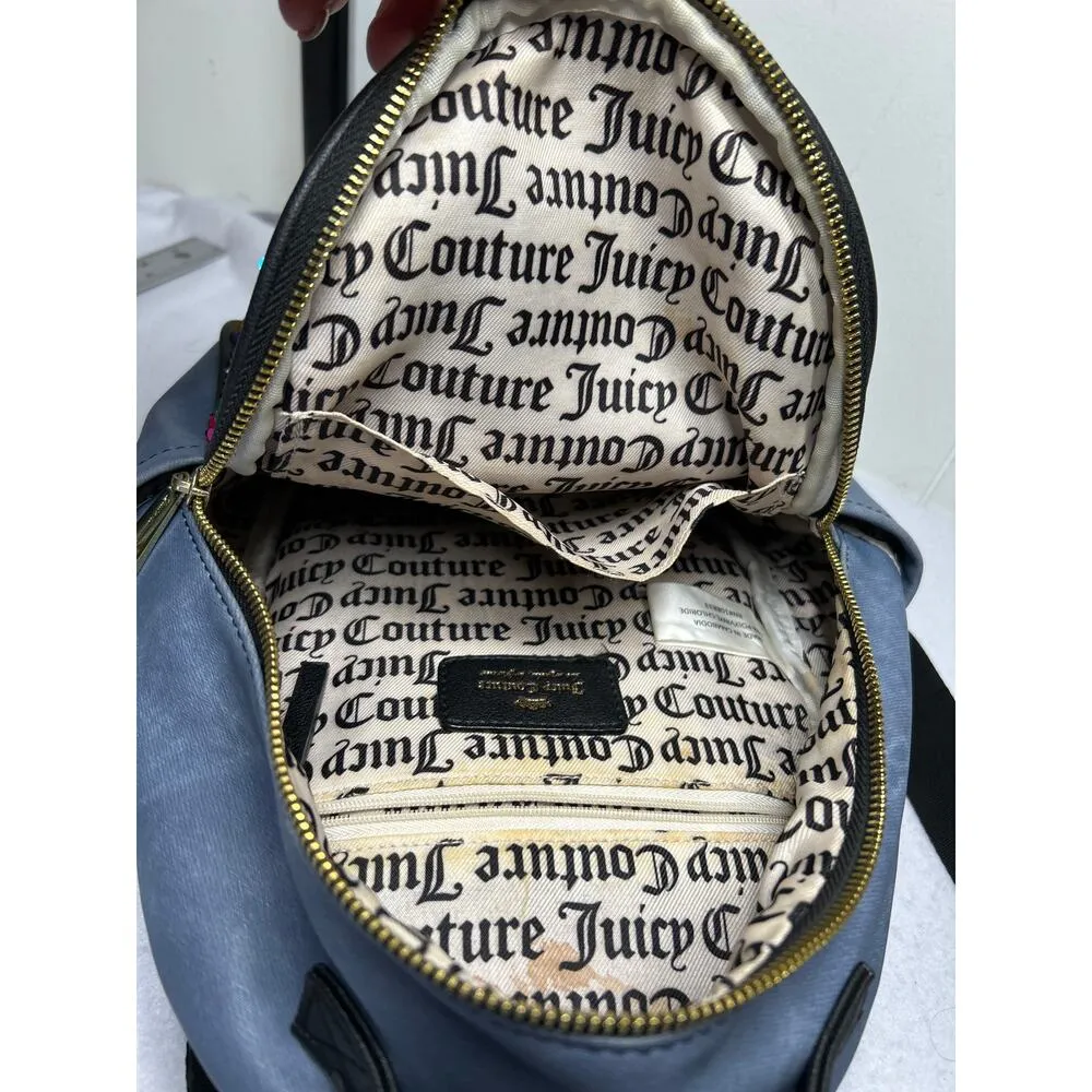 Juicy Couture Los Angeles Denim Blue Multicolor Sequin Backpack w/ Pockets - Image 4