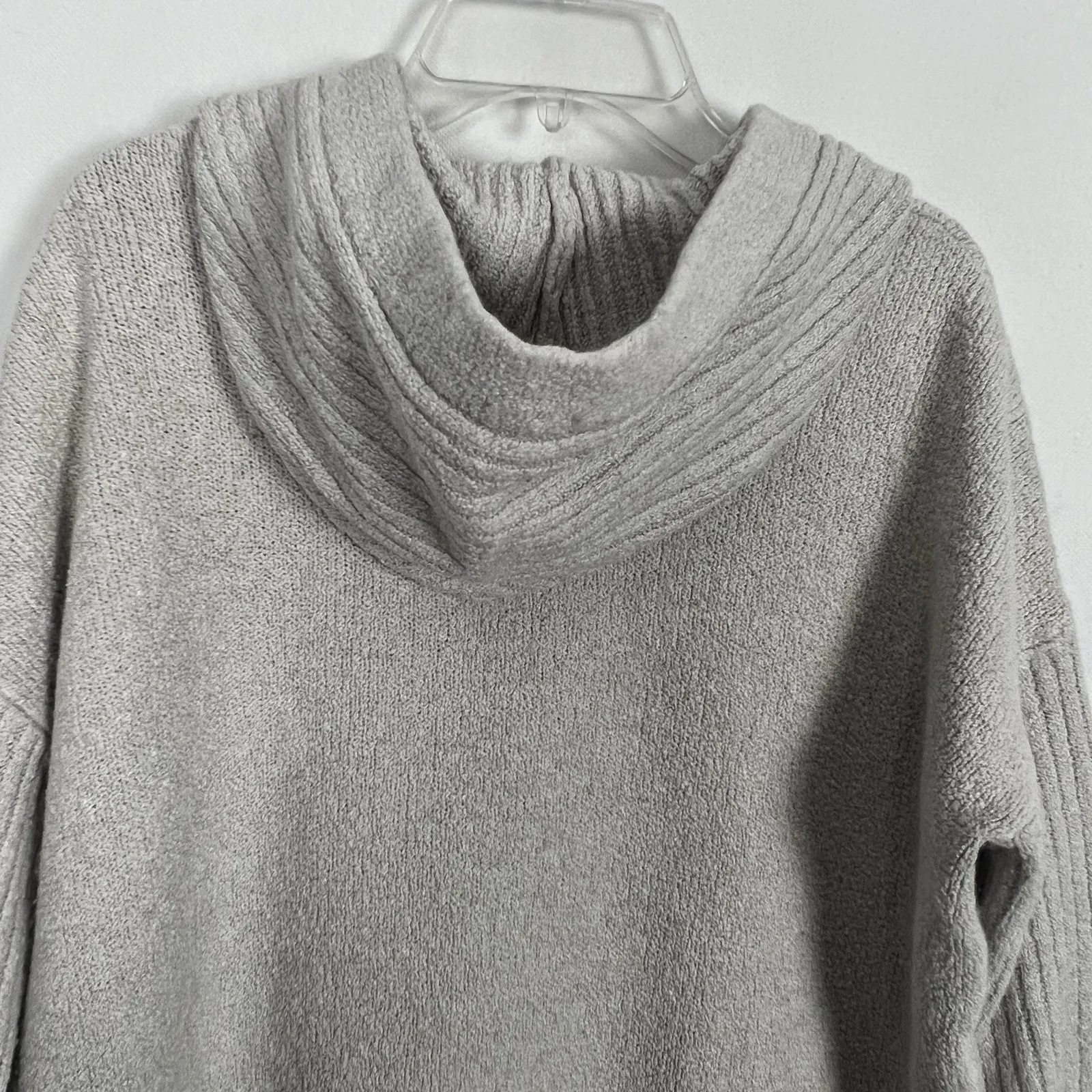 Pure Jill Wool Blend Hooded Pullover Knit Oversized Sweater Size XS Gray - Image 7