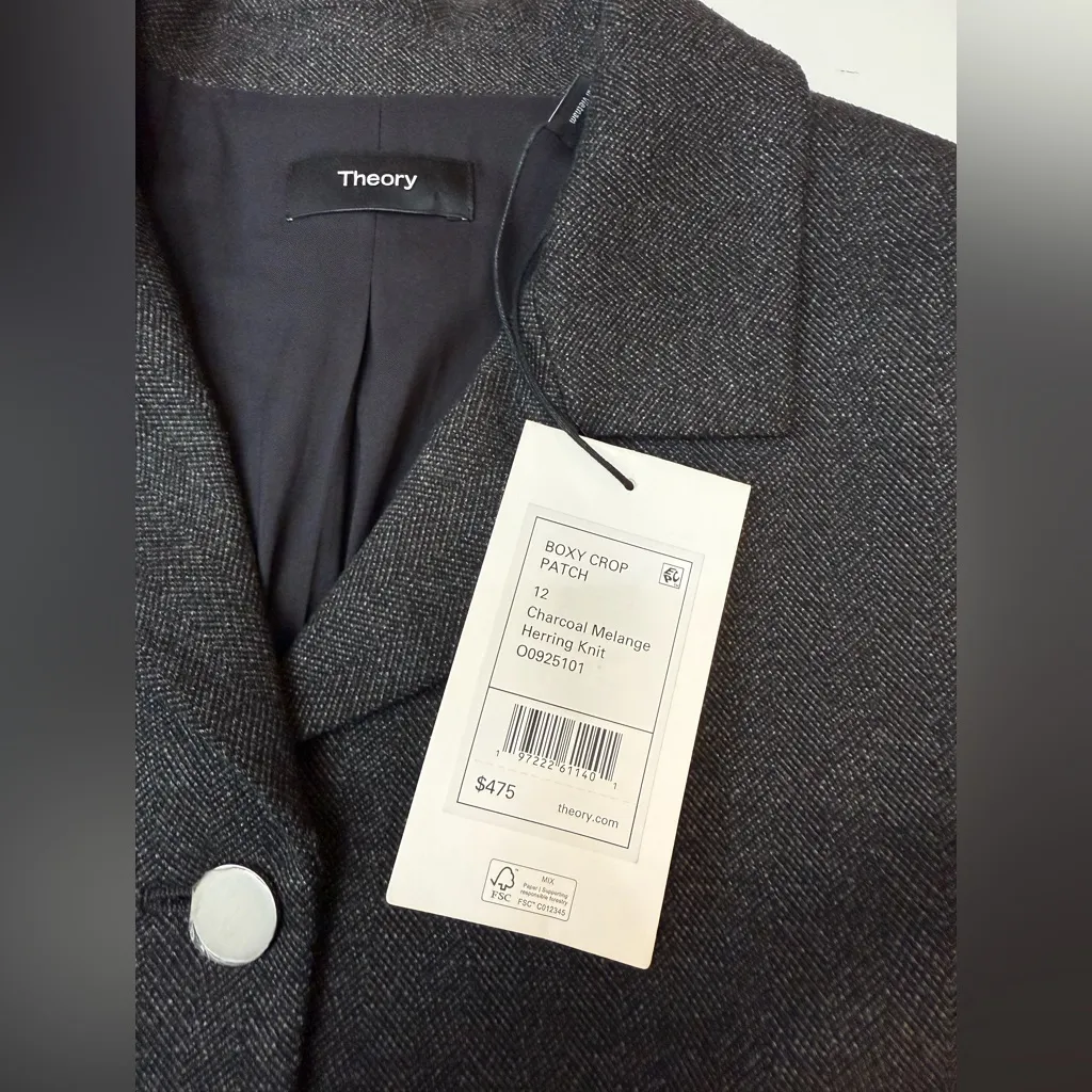 NEW THEORY Knit Boxy Crop Jacket size 12 - Image 8