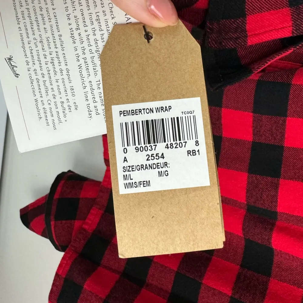 NWT Woolrich Pemberton Wrap Cardigan Sz M/L Buffalo Plaid Check Cotton - Image 10