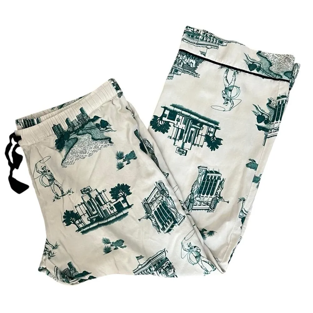 Katie Kime Fort Worth Toile Blue Green White Drawstring Waist Pajama Pants 3 XL Size 3X - Image 9