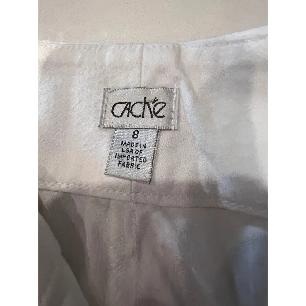 VTG Cache White Formal Pants with Snake Print Texture Print Wide Leg Size 8 Work - Image 6