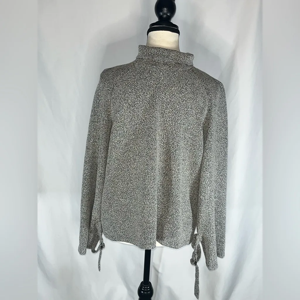 ENDA New York Speckled Funnel Neck 1/4 Zip Pullover Sweater Gray Size M - Image 4