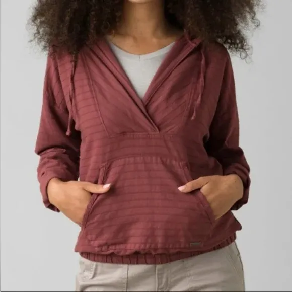 Prana Farin Hooded Pullover Organic Cotton Brick Red Women’s Size Medium - Image 1
