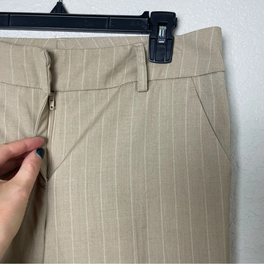 New York & Company Tan Pinstripe Wide Leg Cuffed Pants Size 6 Tall - Image 4