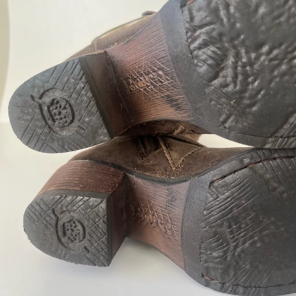 Born Loreza western tall leather boots harness buckle 6 Brown - Image 11