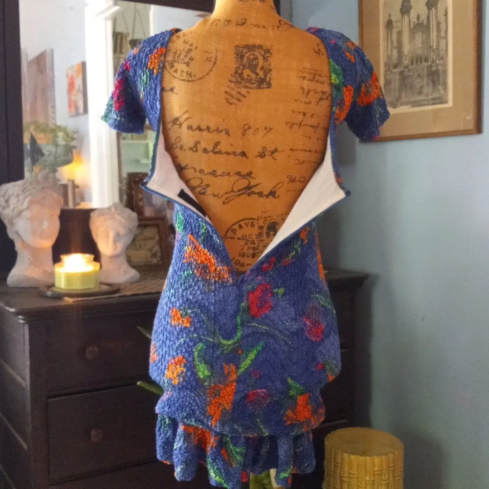 Free People Kenny Stretch Mini Dress in Majolica Blue Floral - Image 10