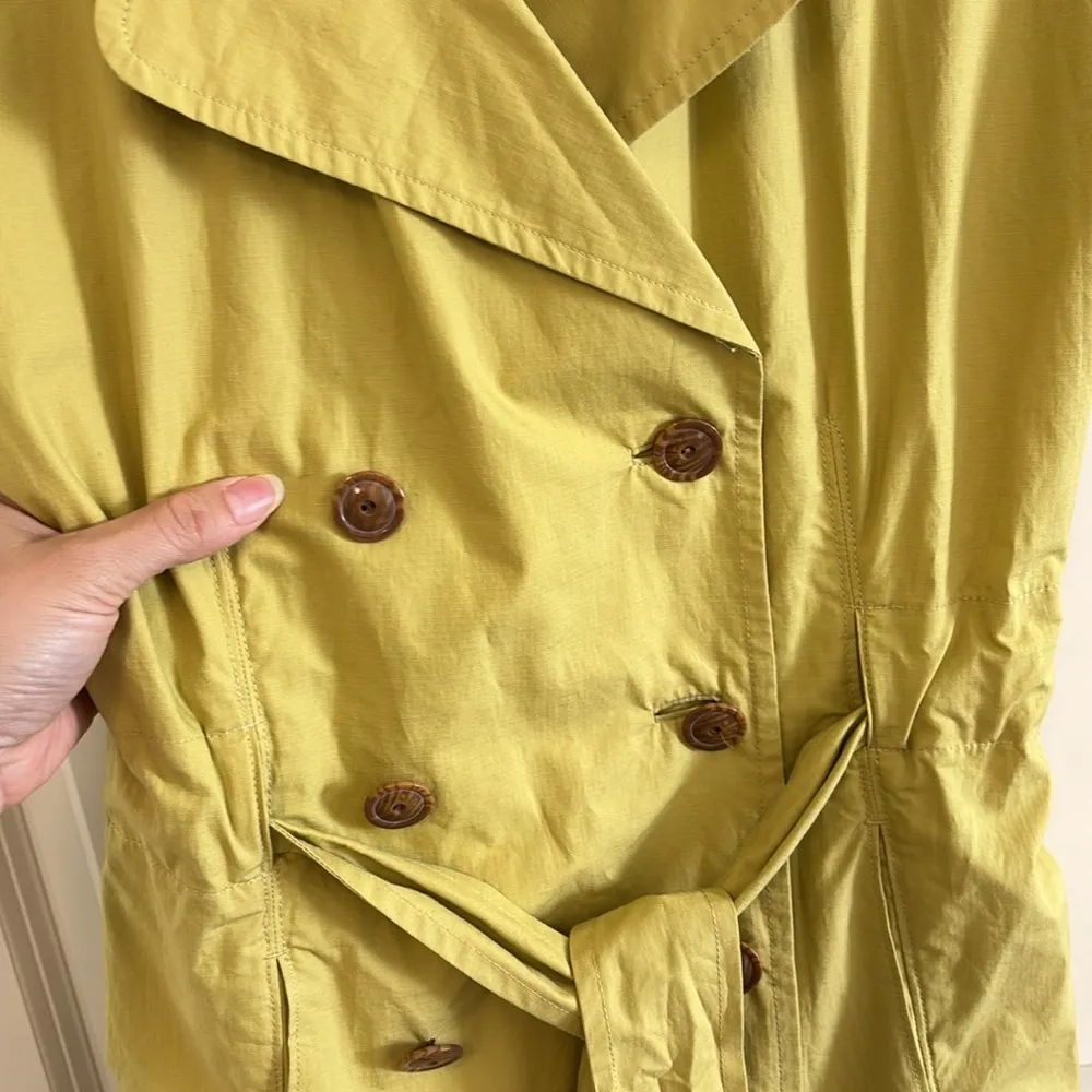 CAbi Safari Trench Coat Double Breasted Dress with Belt Color Chartreuse Size S - Image 6