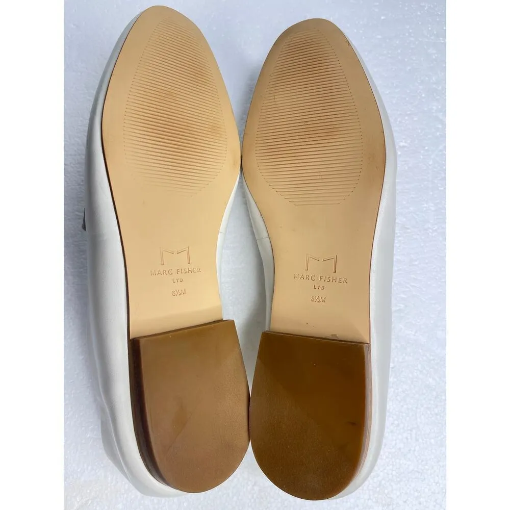 Marc Fisher LTD Elenda Leather Flat Slip-on Cream Loafers size 8.5 New - Image 8