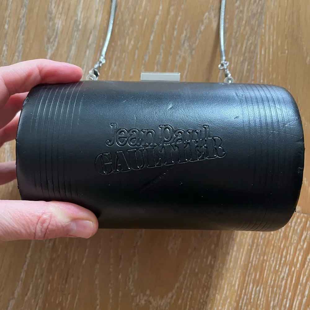 Jean Paul Gaultier black cylinder cross body bag faux leather used - Image 12