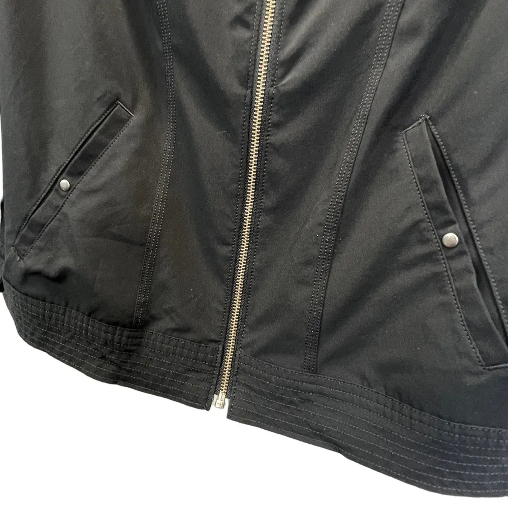 Zenergy by Chico's Zip Jacket Black Size Med Size 2 Lightweight Full Zip Hood - Image 6