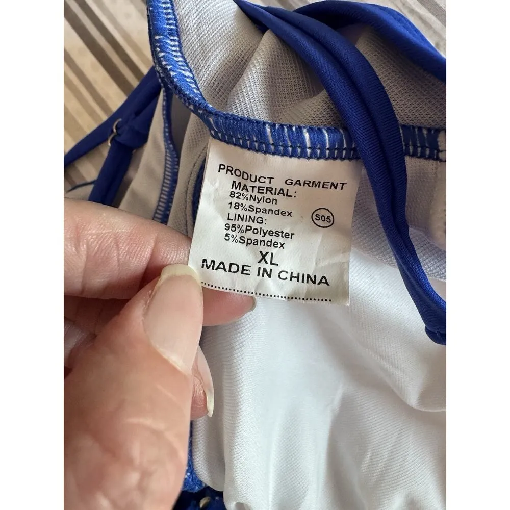 NWT Blue One Piece Cut Put Swimsuit Women’s Size XL Classic Beach Pool Monokini - Image 6