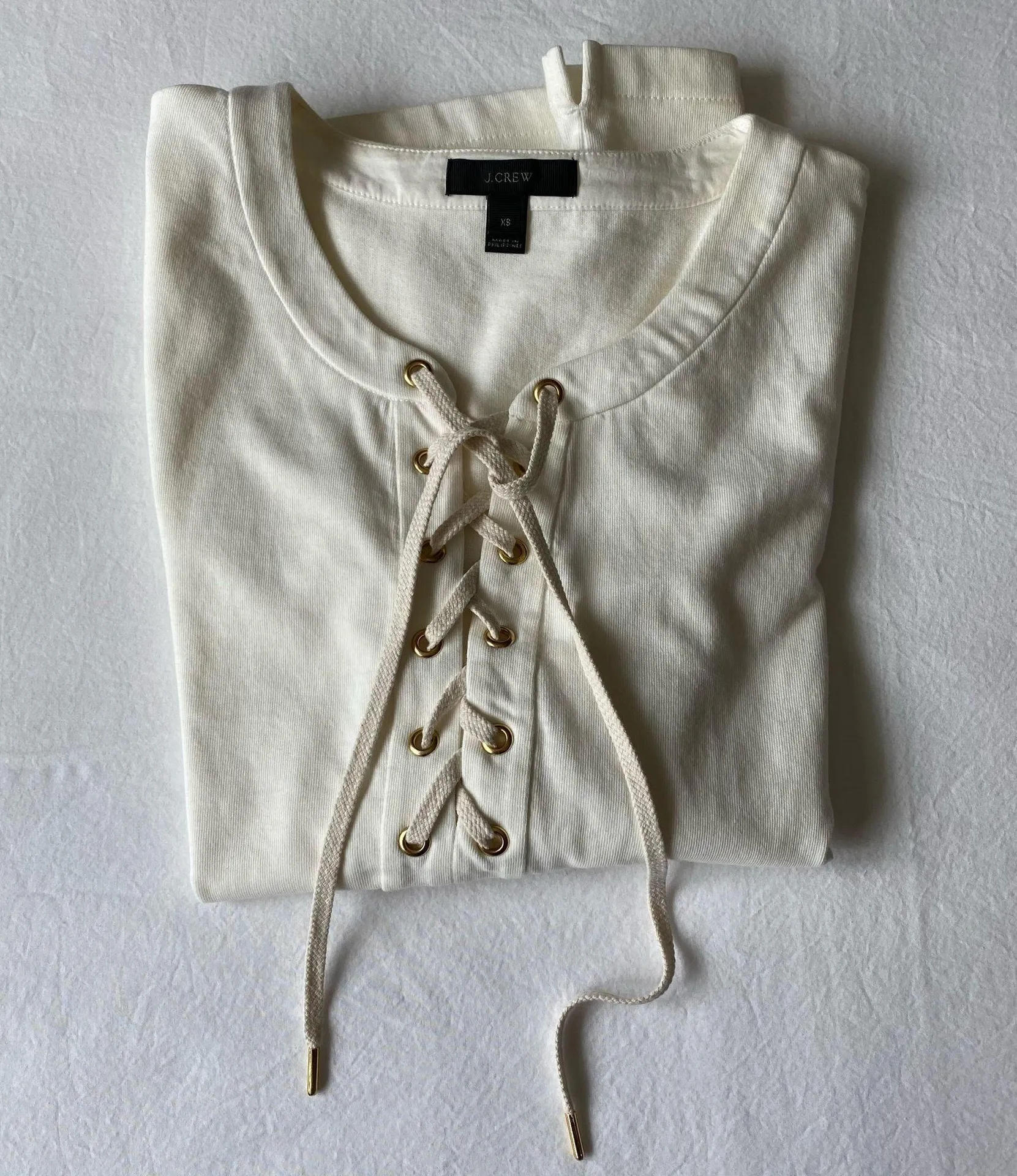 J. Crew Ivory Lace Up Top - Image 4