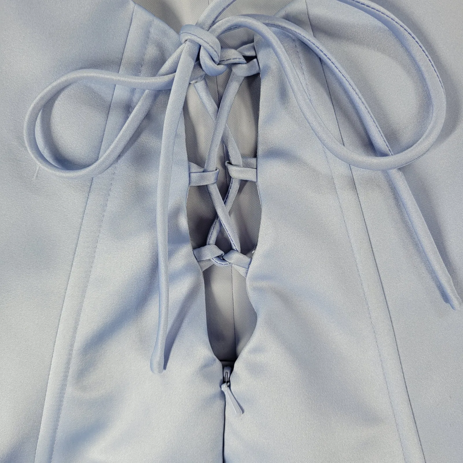 Michelangelo Gown Womens 6 Blue Beaded Whimsical Fairy‎ Corset Halter Prom Dress - Image 6