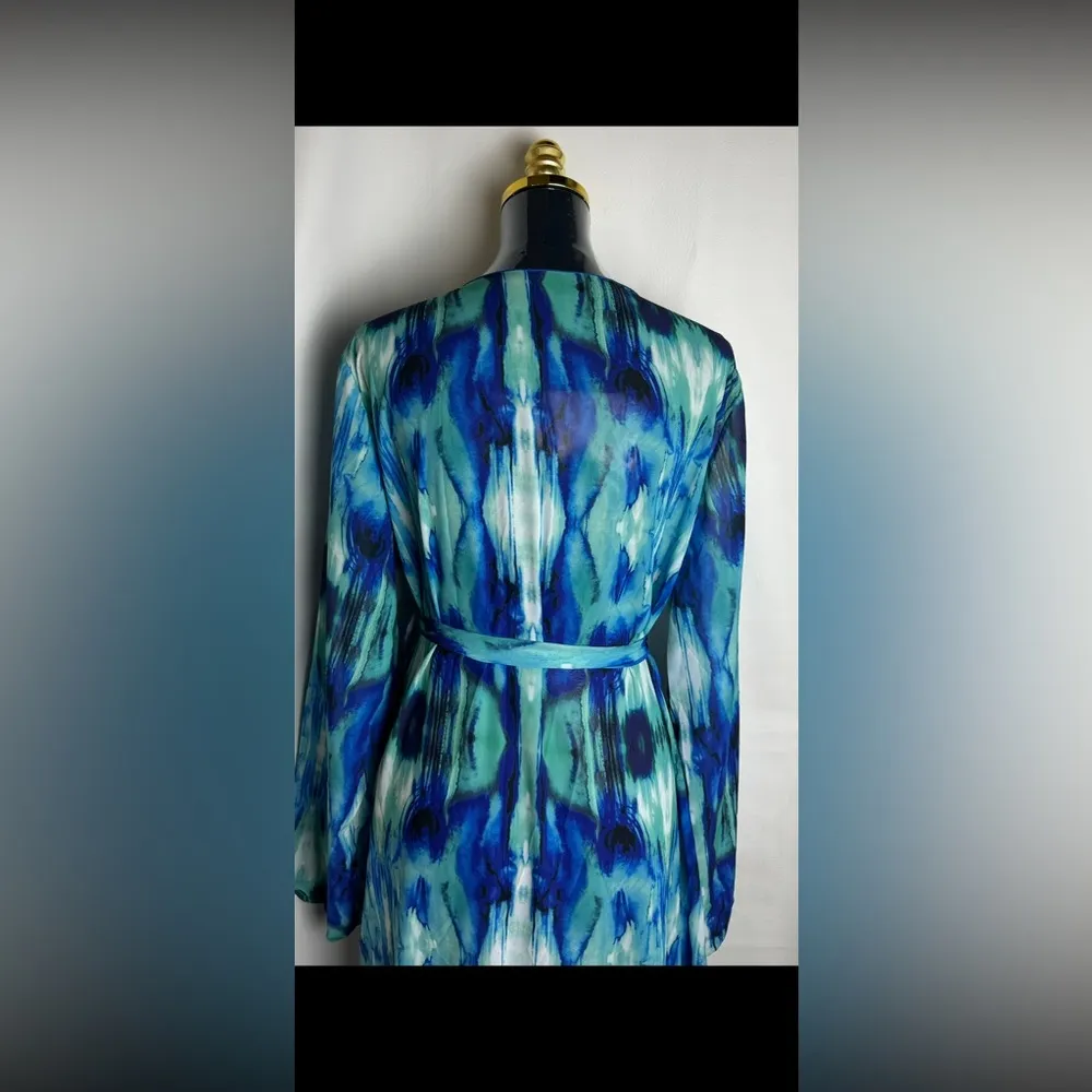 Matte collection Blue Green Tie-Dye Maxi Dress wrap tie around waist XL NWOT - Image 7