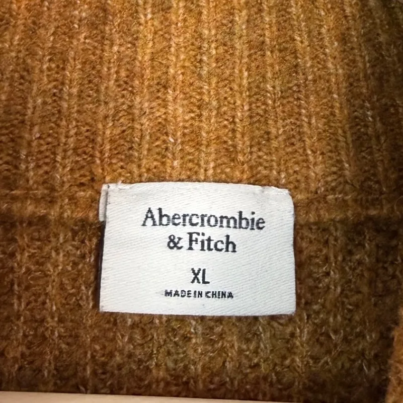 Abercrombie Fitch Womens Ochre Yellow Ribbed Turtleneck Sweater Oversized XL - Image 2