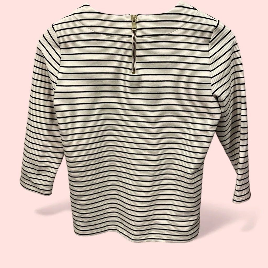 Cute creamy textured stripe classic Talbots top sweater - Image 3