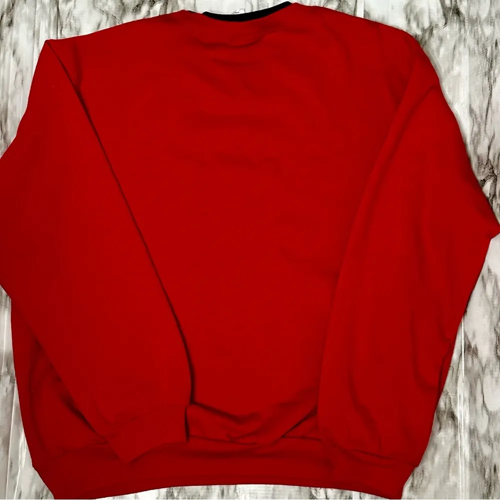 Merry Christmas Tree Embroidered Appliqué Santa Bears Women Sz L Red Sweatshirt Size L - Image 4