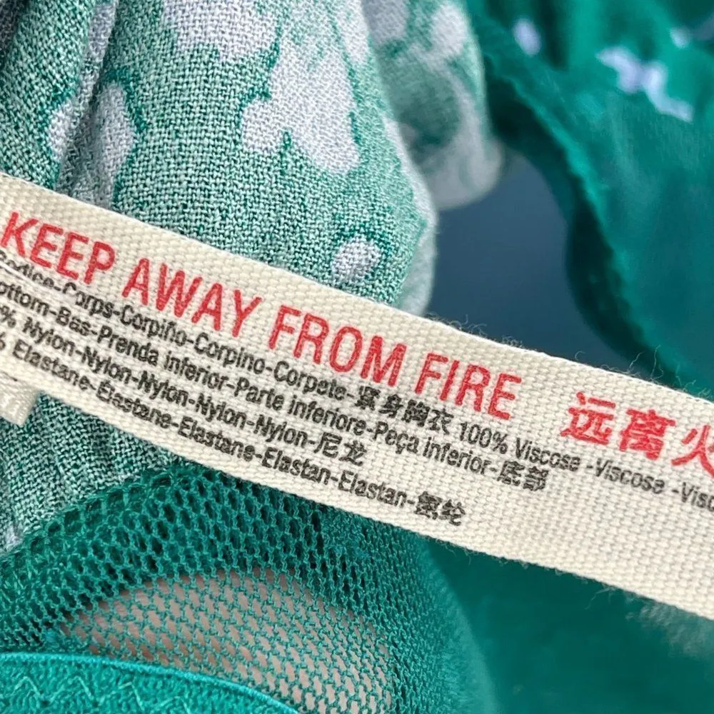 Free People One on One Flare Sleeve Floral Dot Long Sleeve Bodysuit Green - Image 14