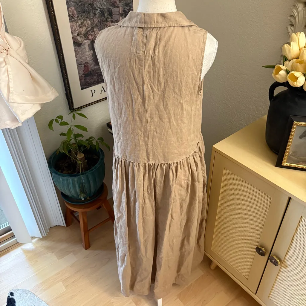 FRANK & EILEEN Daphne Sleeveless Popover Dress Linen In Sand‎ Size Medium - Image 6