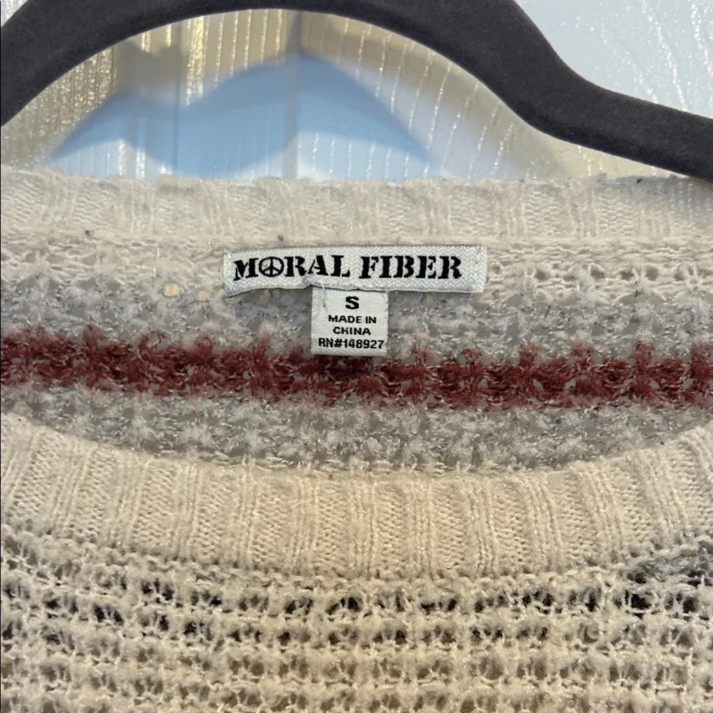 Striped Knit Sweater in Cream and Brown - Image 2
