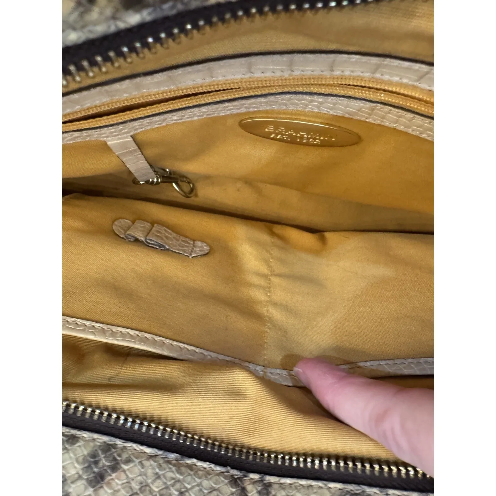 Brahmin Small Caroline satchel bag in a textured canvas Snakeskin Embossed - Image 16