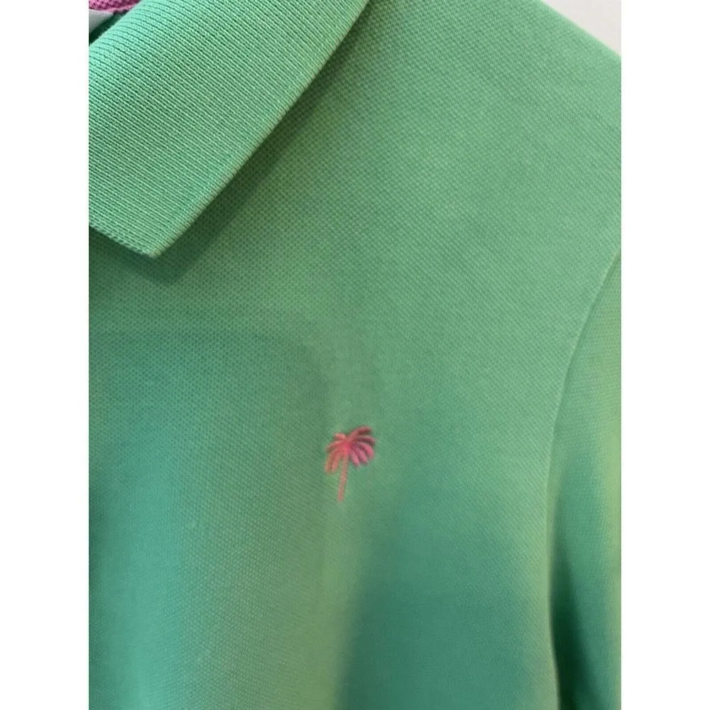 Lilly Pulitzer Women's Large Green Shrunken Polo Shirt Short Sleeve Embroidered - Image 4