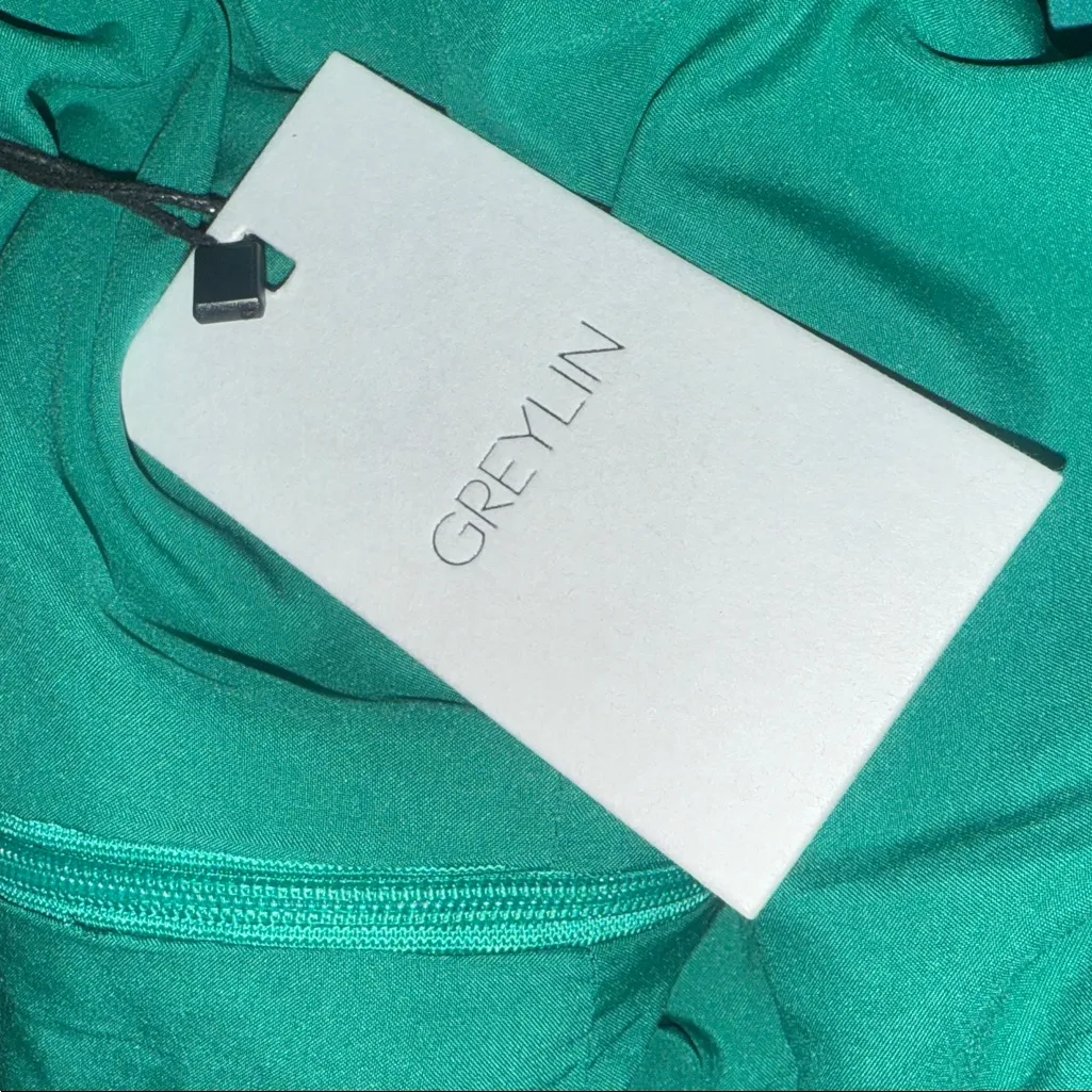 NWT Greylin X Anthropologie Emerald Green Halter Neck Mini Dress Medium - Image 10