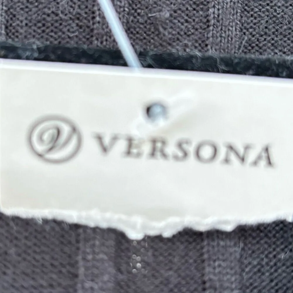 Versona Black Ribbed Tie Front Top XXL - Image 2