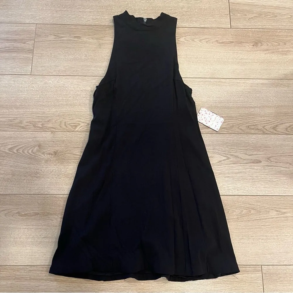 NWT Free People Kitty Kat Bodycon Dress Black Rayon Keyhole Mini Size M - Image 8