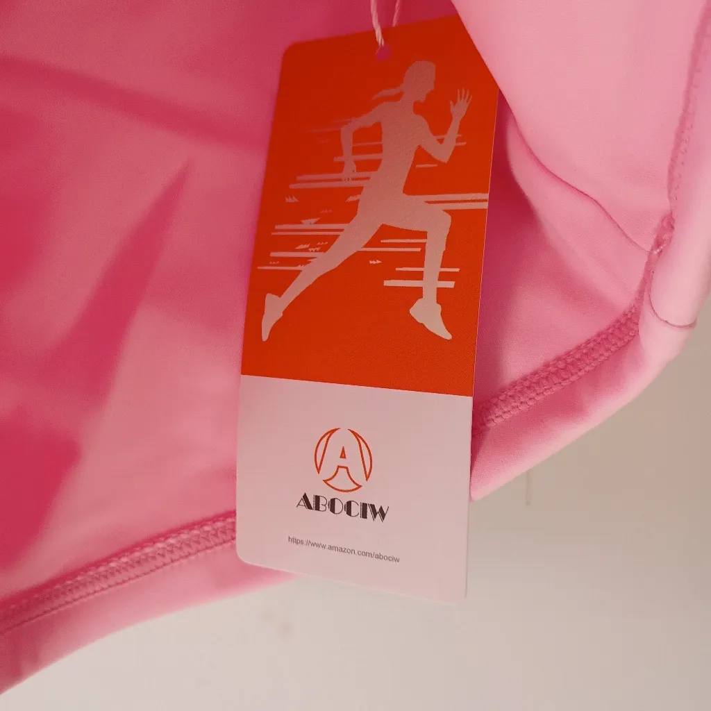 ABOCIW Pink Strappy Sports Cami Top Large Stretchy Active Tank Workout - Image 4