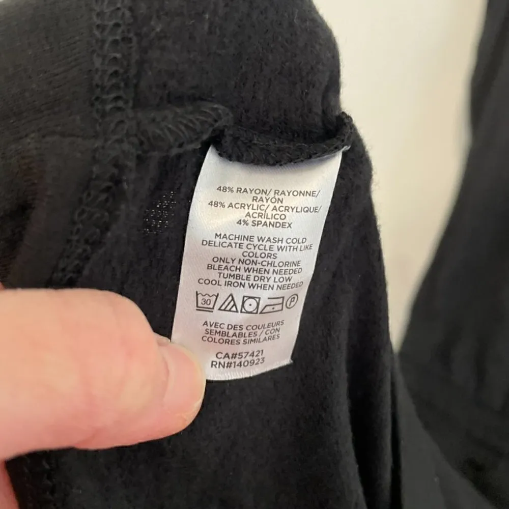 ANN TAYLOR LOFT Outlet Solid Black Cuffed Short Sleeve Drawstring Waist Dress XS - Image 10