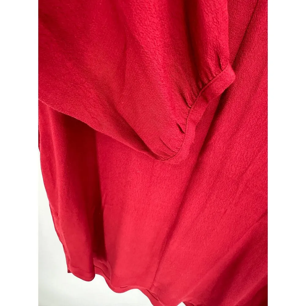 Madewell Red V-Neck Long Sleeve High Low Shift Dress Women's Size Small S - Image 5