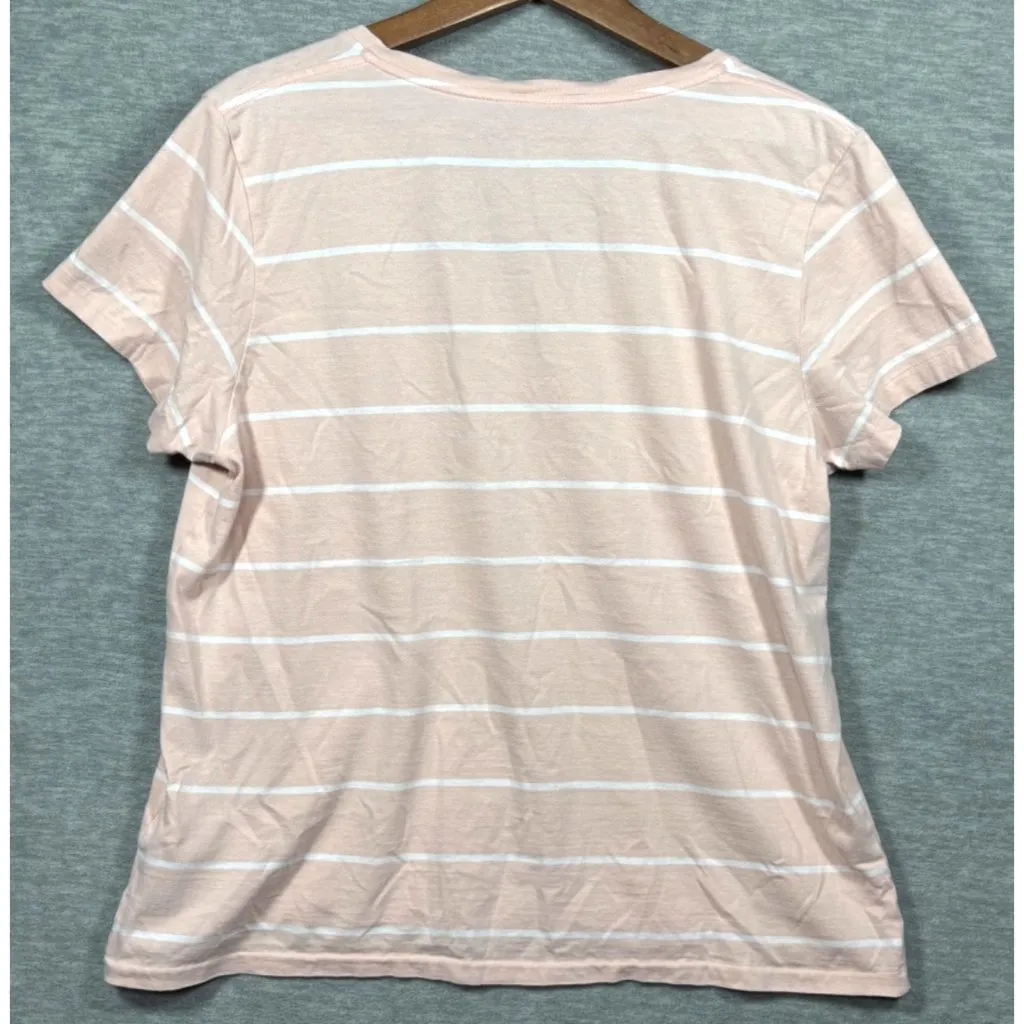 Polo Ralph Lauren Womens T-Shirt‎ XL Striped V-Neck Pink Preppy Casual - Image 5