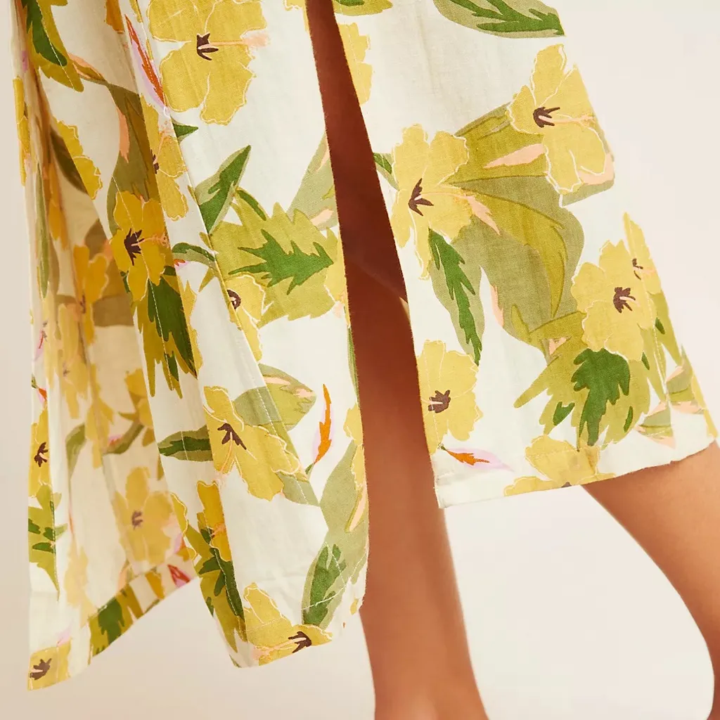 L SPACE Mykonos Tie-Front Cover-Up Dress Women's SIZE SMALL linen blend tropical - Image 5