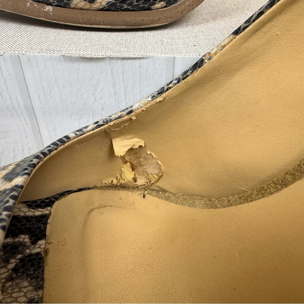 KELSI DAGGER OPEN TOE, Black Leather Snake skin High Heel, Laisey Pumps Sz‎ 8.5 - Image 2