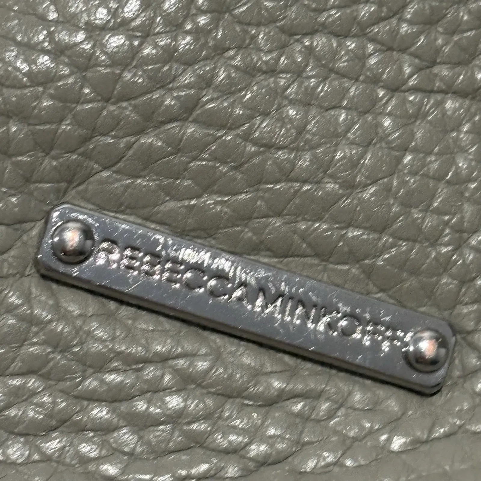 Rebecca Minkoff Crossbody Bag Dark Gray Leather Mini M.A.C. Zip Chain Strap Stud - Image 6