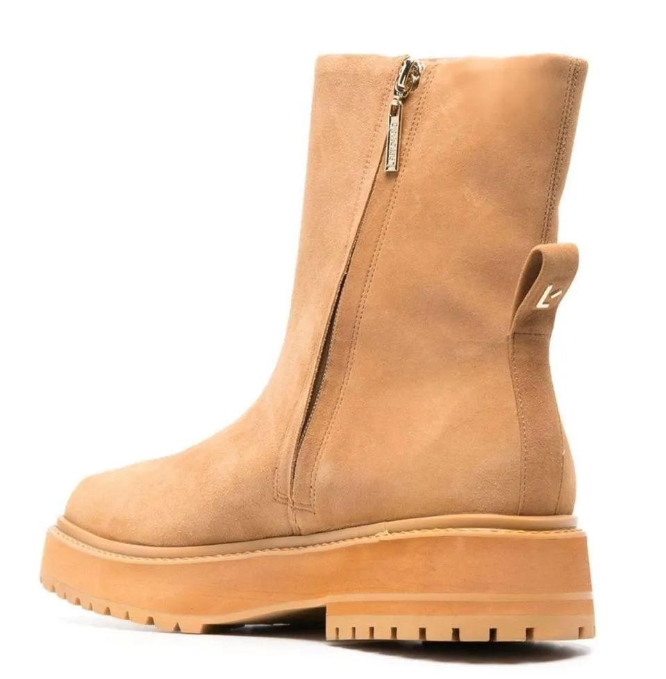 NEW LARROUDE Hailey Suede Leather Booties Tan Sz 10 - Image 2