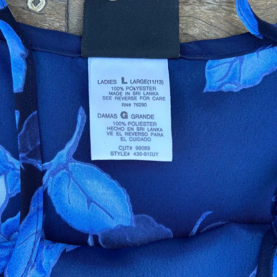 Vintage Y2K Blue Floral No Boundaries Midi Dress Boho Tank Dress w/ Tie Back - Image 4