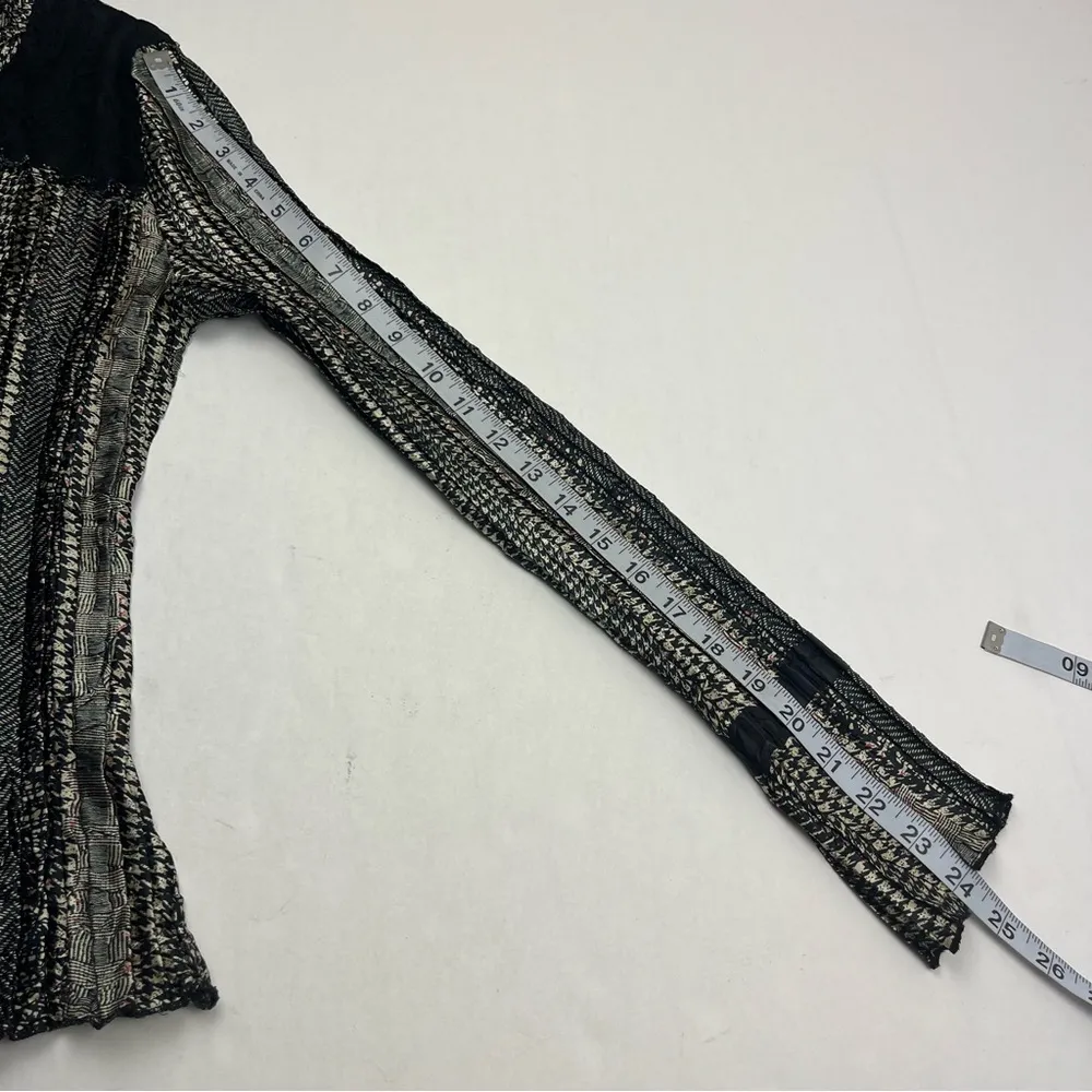 Alberto Makali Crinkle Lace Embellished Top Blouse Long Sleeve Size Medium Black - Image 10