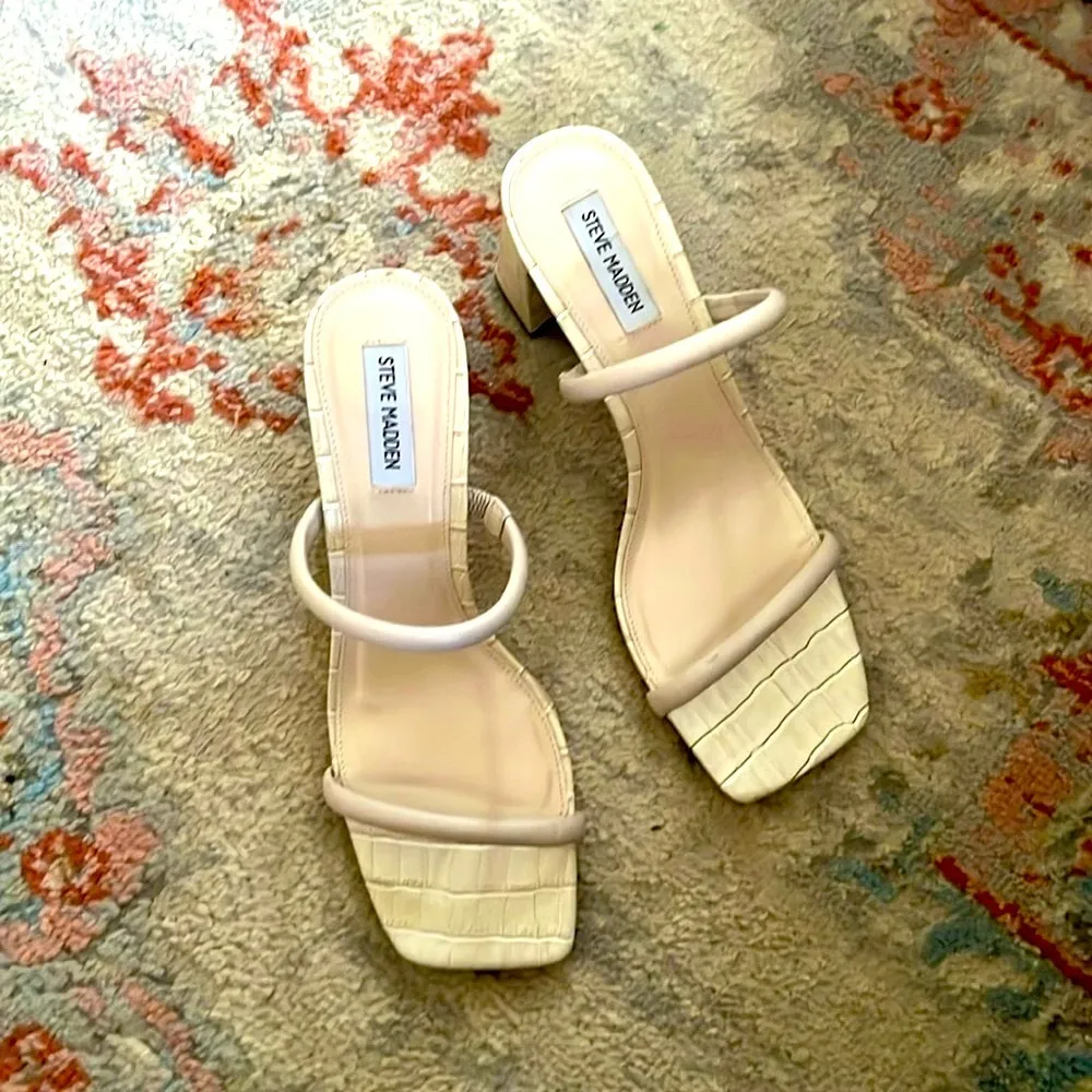 Steve Madden Lilah Croc Casual Minimalist Vegan Leather Heeled Sandal 11M - Image 3