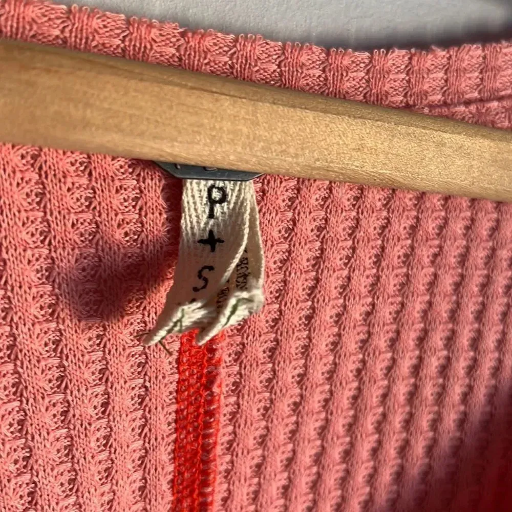 Free People We The Free Peach Thermal Lovin Leopard Thermal Top Print Cuffs - Image 7