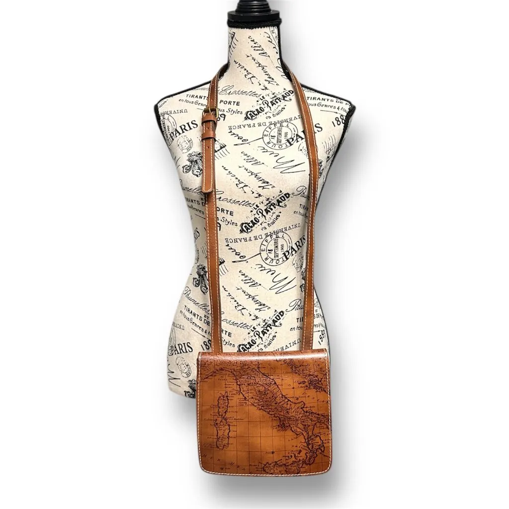Patricia Nash Genuine Leather Signature Map Granada Riot Rust Cross Body Handbag - Image 2