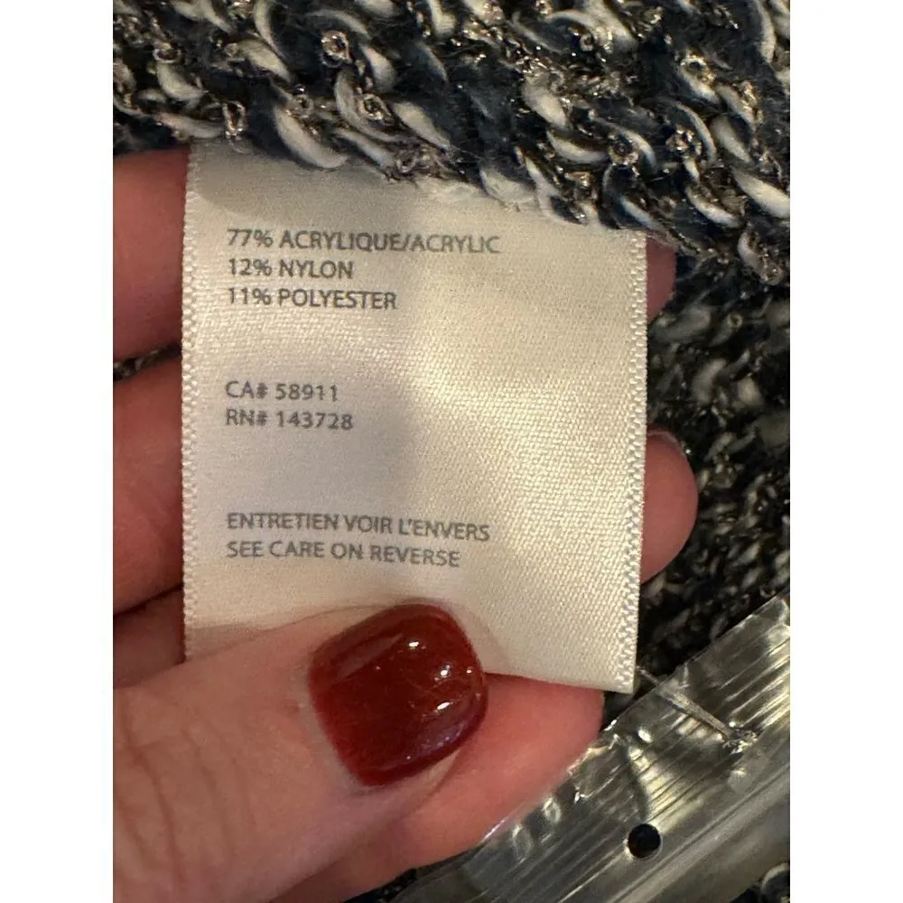 Tribal Black And White Knit Crew Neck Long Sleeve Hi Low Sweater Size M NWT Size M - Image 10