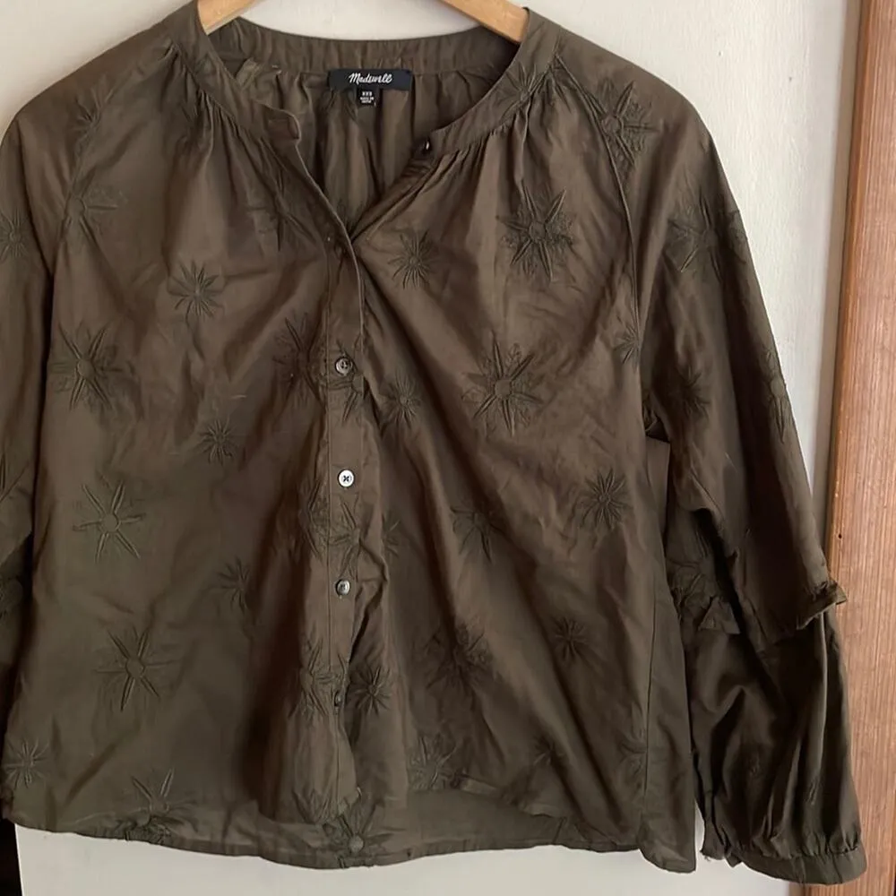 Madewell Embroidered Bubble-Sleeve Shirt - Image 3