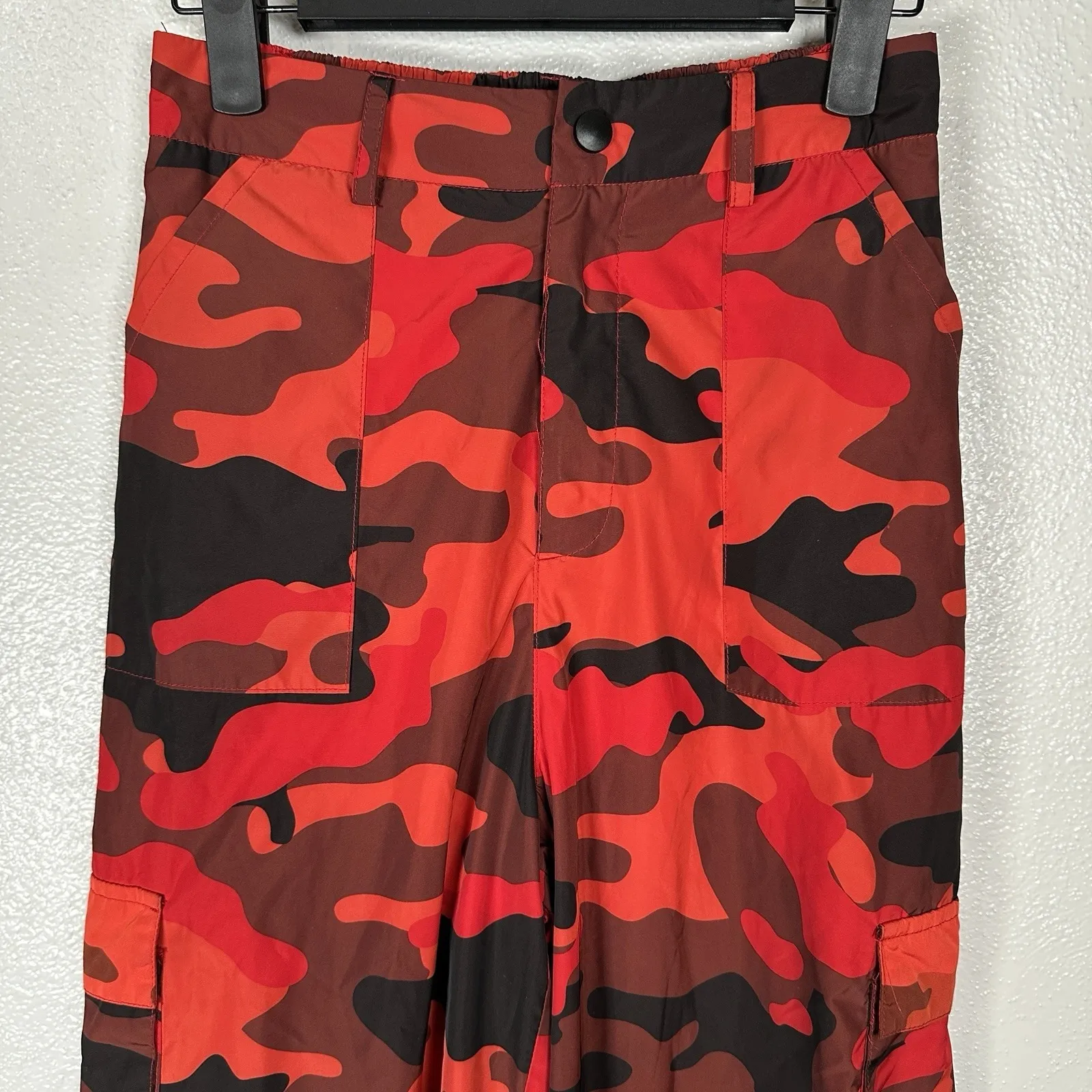 I.AM.GIA Pit Viper High Waisted Camo Cargo Joggers Pants Womens XS Red Orange - Image 2