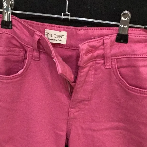 Pilcro Anthropologie Cropped with Slight Flare Jeans in Hot Pink - Image 2