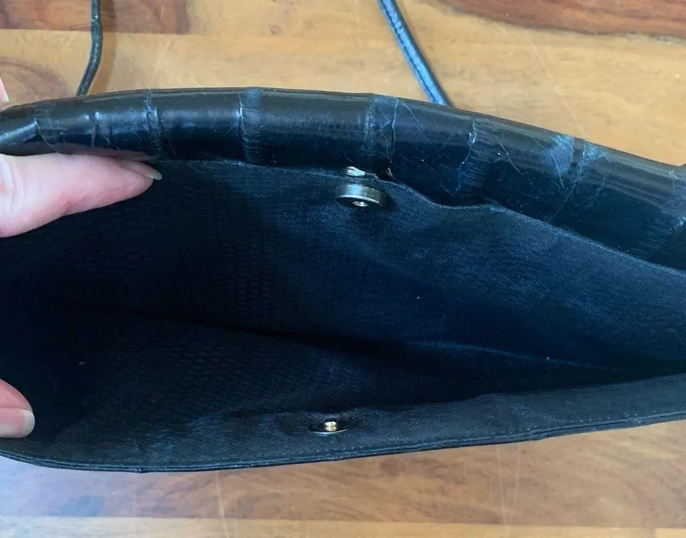 Vintage EEL Skin Black Handbag - Image 6