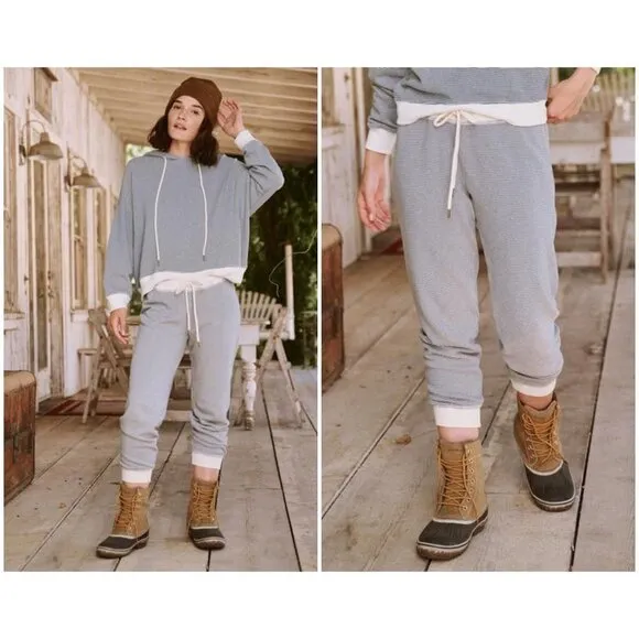 THE GREAT. The Cropped Sweatpant ~ Saltwater Stripe Size 3 Large NWT - Image 2